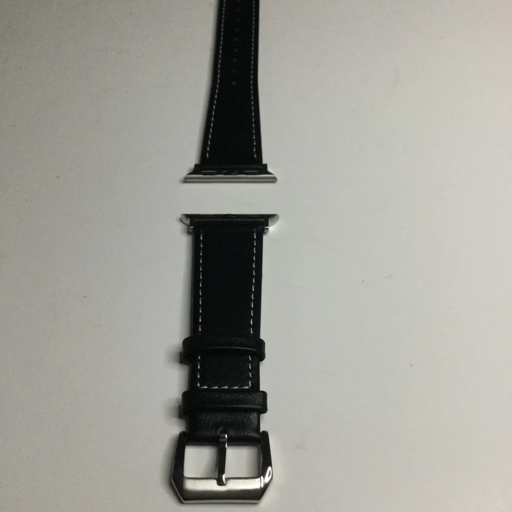 POSH TECH STITCHED LEATHER STRAP BAND FOR APPLE WATCH 38/40 BLACK UNISEX NWT